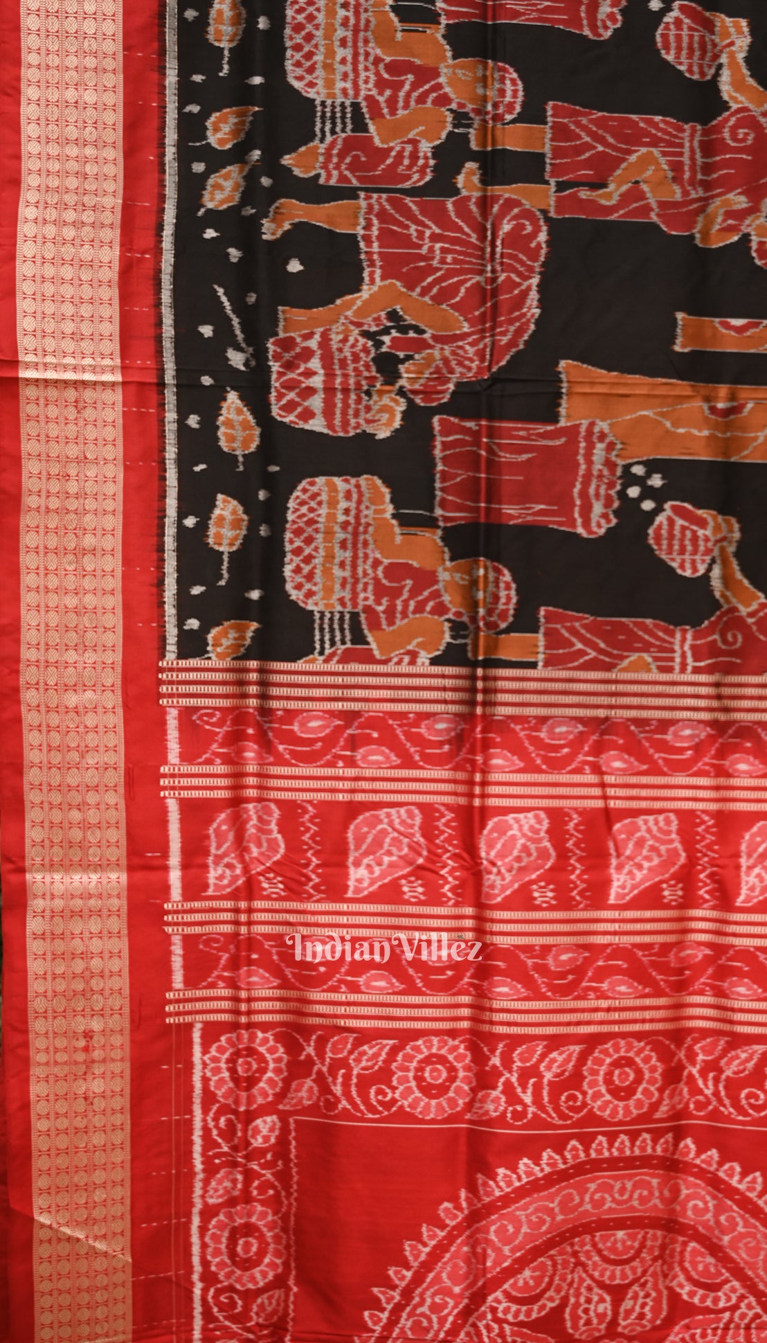 Black Forest Theme Odisha Ikat Sambalpuri Silk Saree