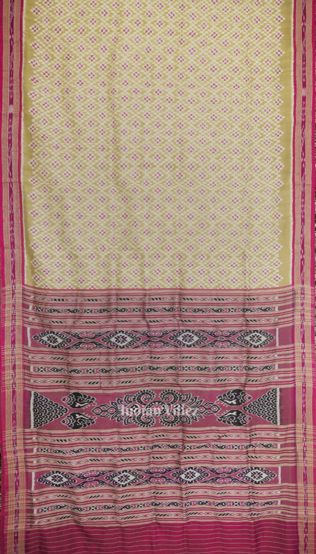 Golden Pink Odisha Ikat Khandua Silk Saree