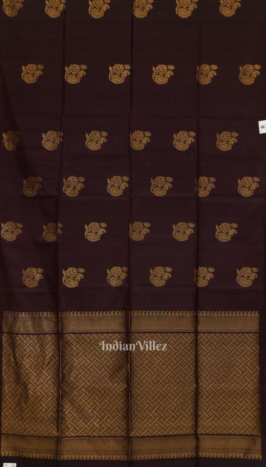 Black Coffee Pure Kanjivaram Soft Silk Saree