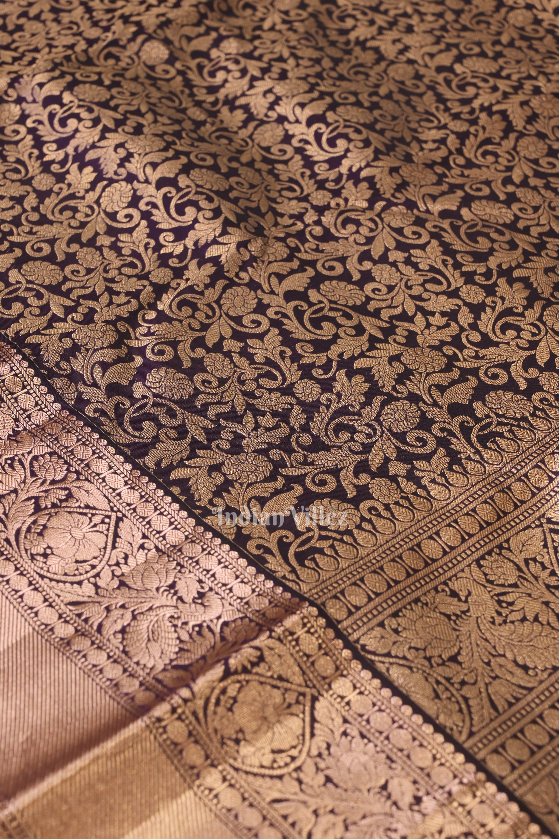 Navy Blue Pure Kanjivaram Silk Sare