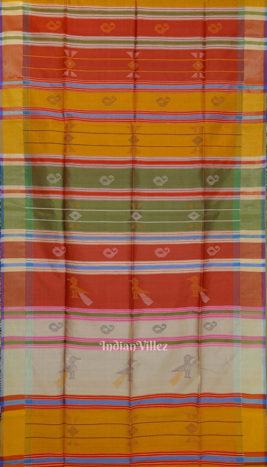 Multi Color With Golden Yellow Pure South Soft Silk Saree