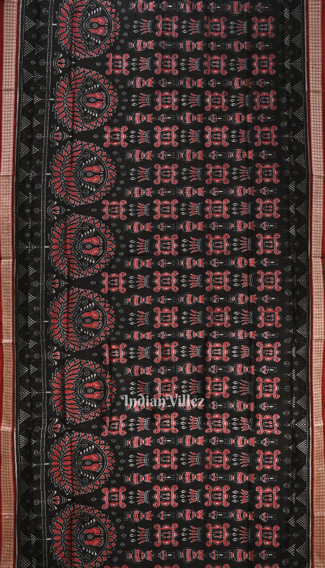 Black Laxmi Pada Odisha Ikat Sambalpuri Silk Saree