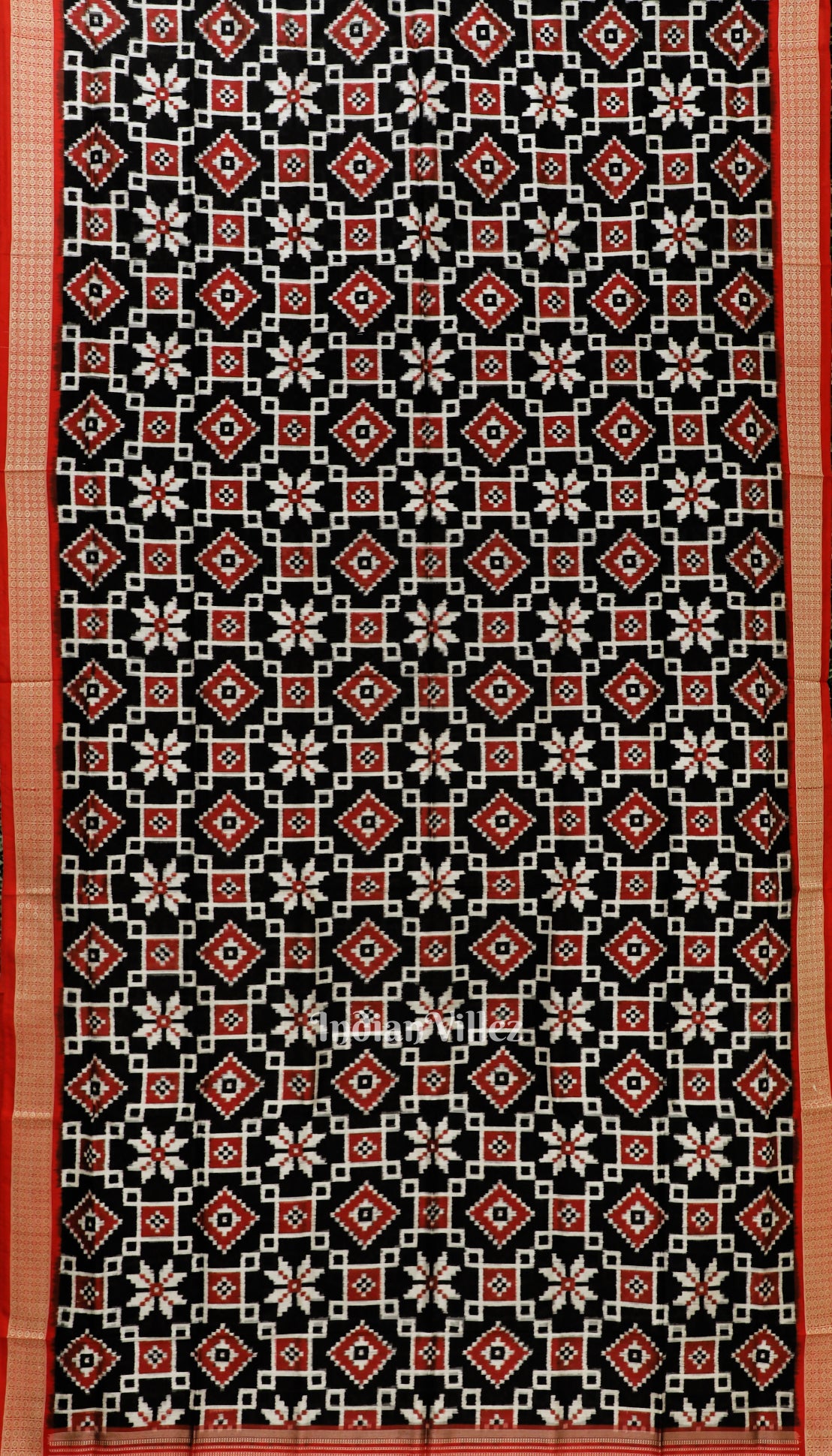 Black Red Maroon Odisha Ikat Pure Sambalpuri Silk Saree