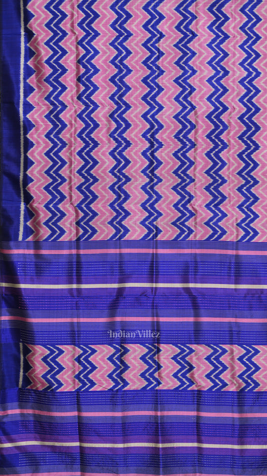 Baby Pink Blue Odisha Ikat Contemporary Designer Saree 