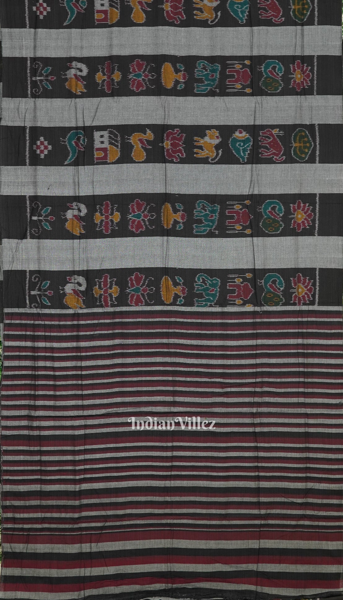 Black Grey Nabarangi Sambalpuri Cotton Saree