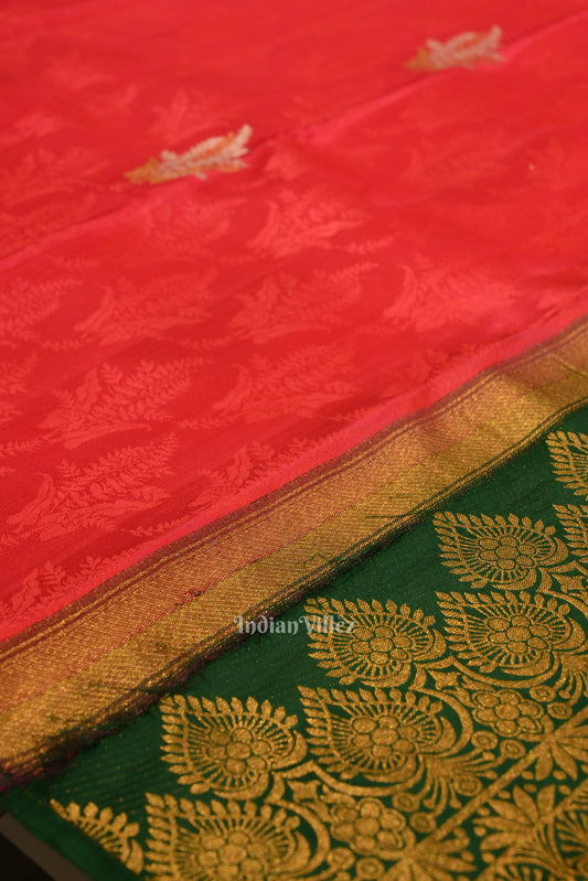 Red Green Contemporary Kanjivaram Silk Saree