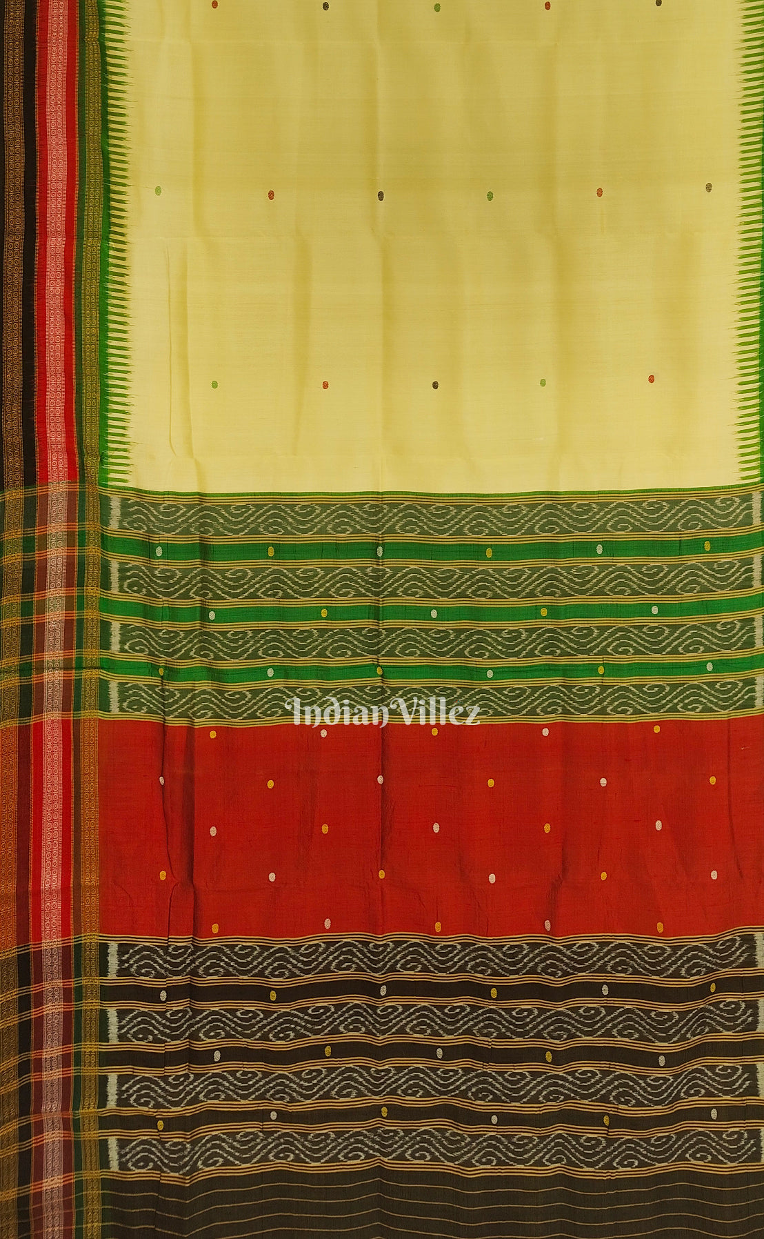 Lemon Yellow Kathiphera Odisha Ikat Khandua Silk Saree