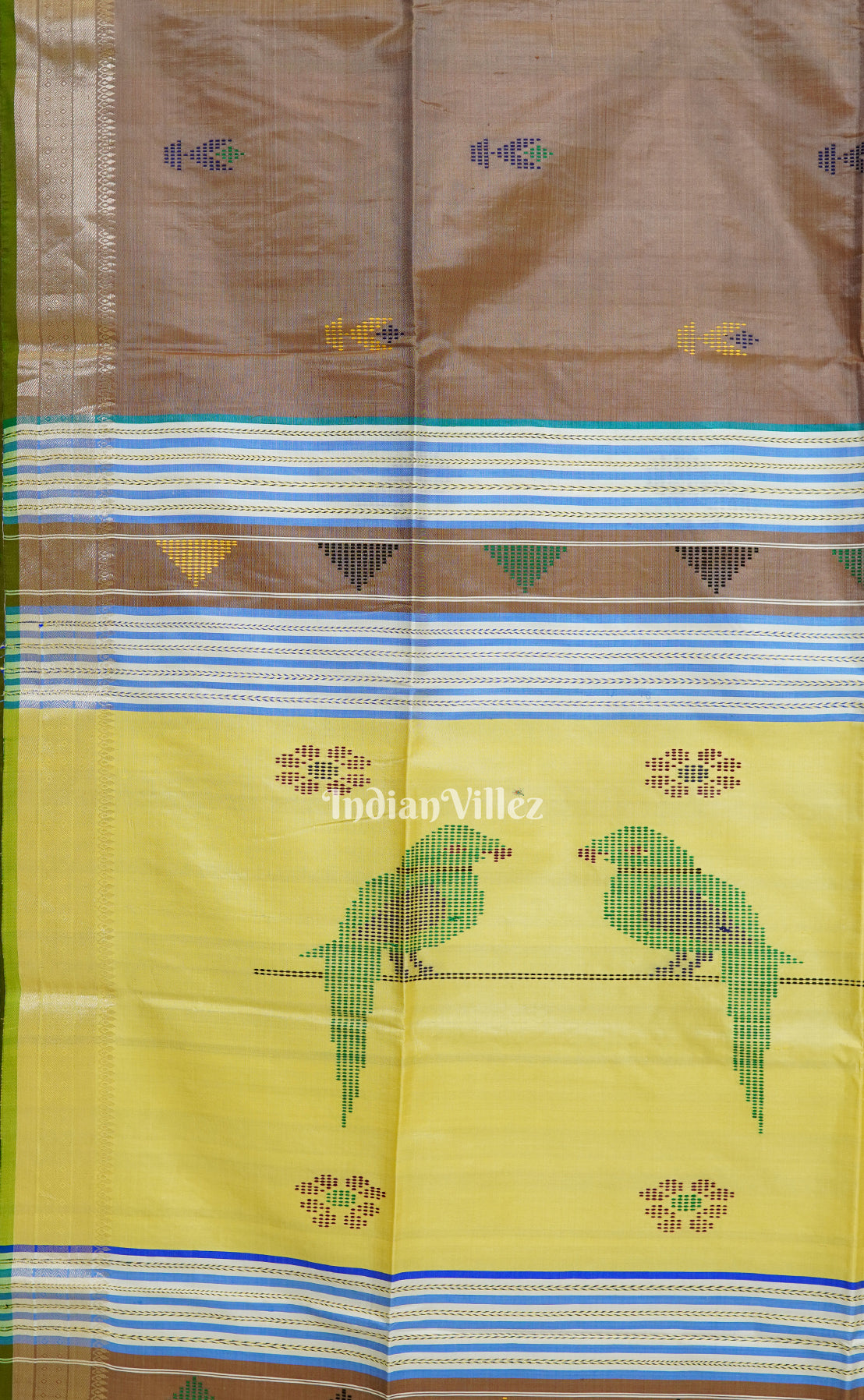 Brown With Light Yellow Handwoven South Soft Silk Saree