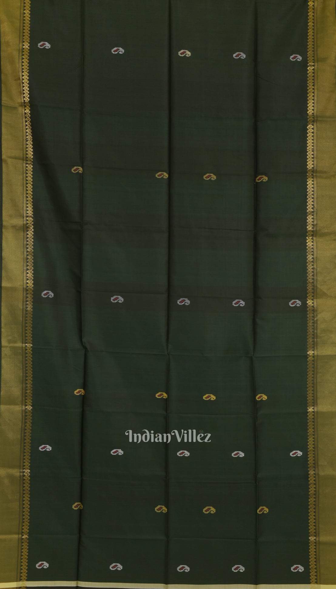 Green With Copper Pure South Soft Silk Saree