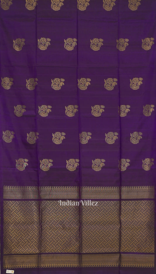 Deep Purple Pure Kanjivaram Soft Silk Saree