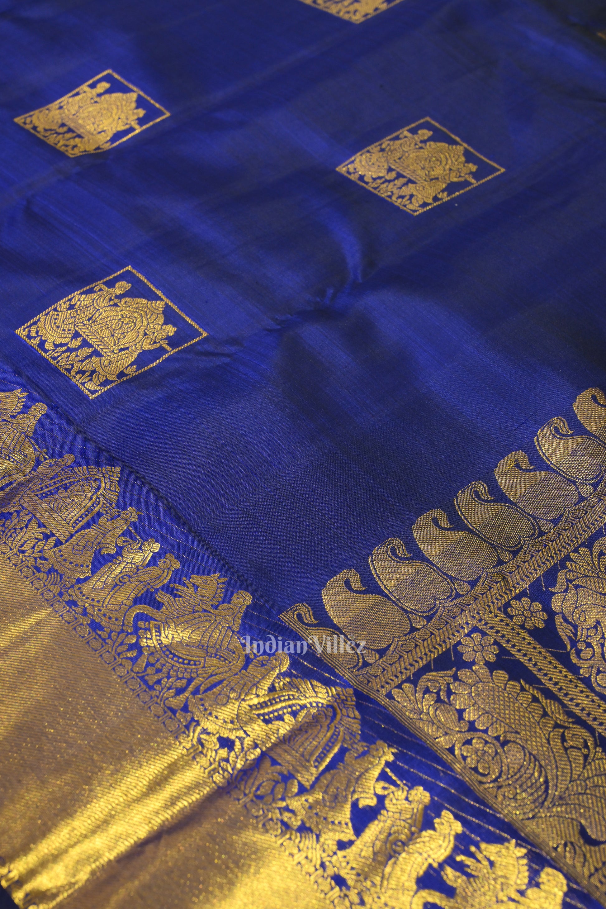 Indigo Blue Doli Barat Theme at Border Pure Kanjivaram Silk Saree