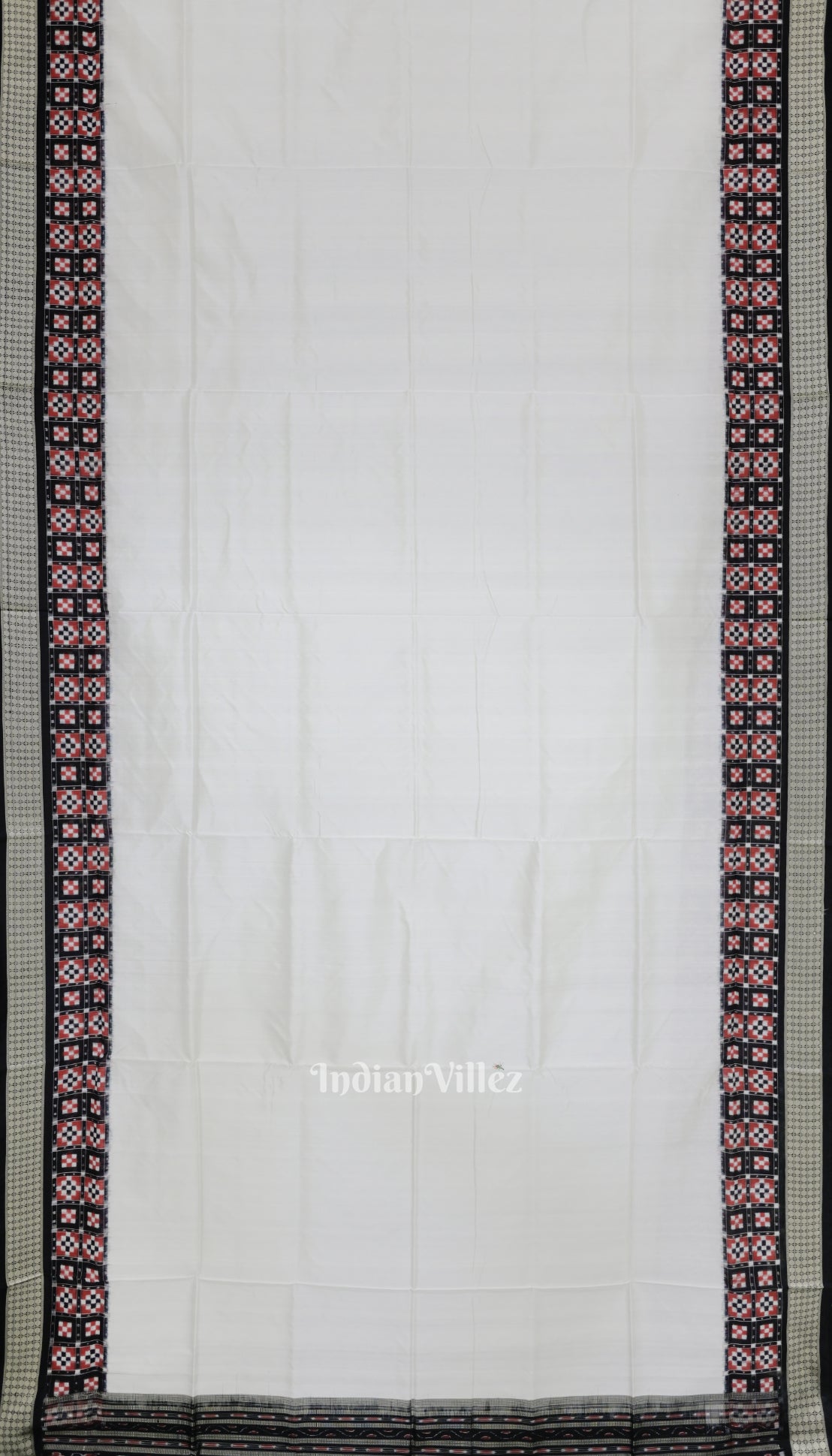 White Black Pasapali Border Design Odisha Ikat Bomkai Silk Saree