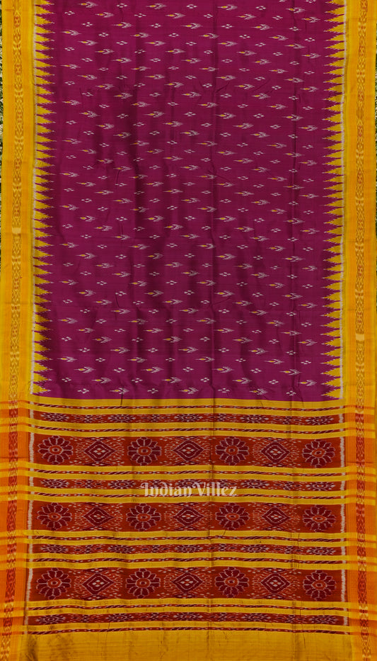 Magenta Red Mayur Chandrika Khandua Silk Saree