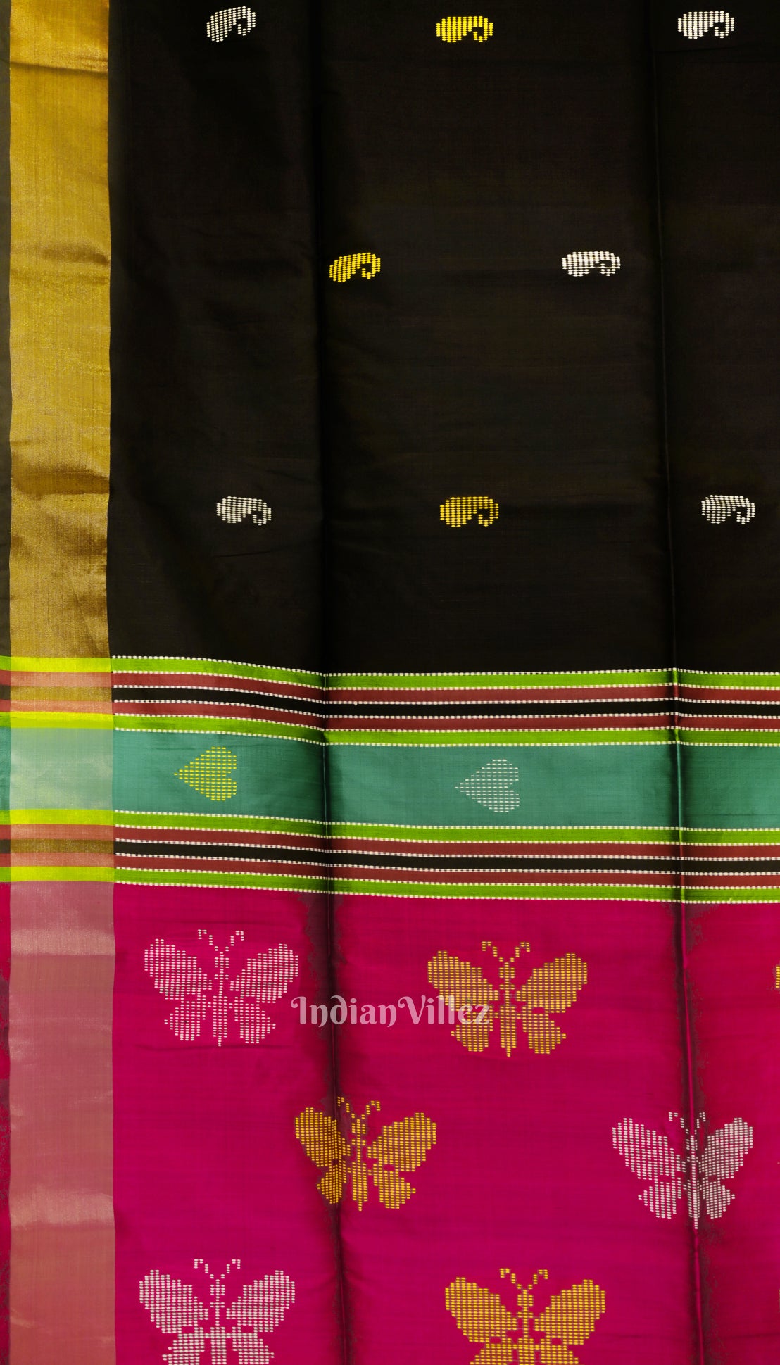 Black Maroon Butterfly Design Pure South Soft Silk Saree