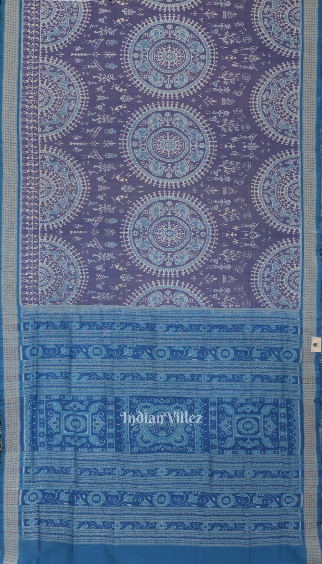 Navy Blue Tribal Theme Odisha Ikat Sambalpuri Silk Saree