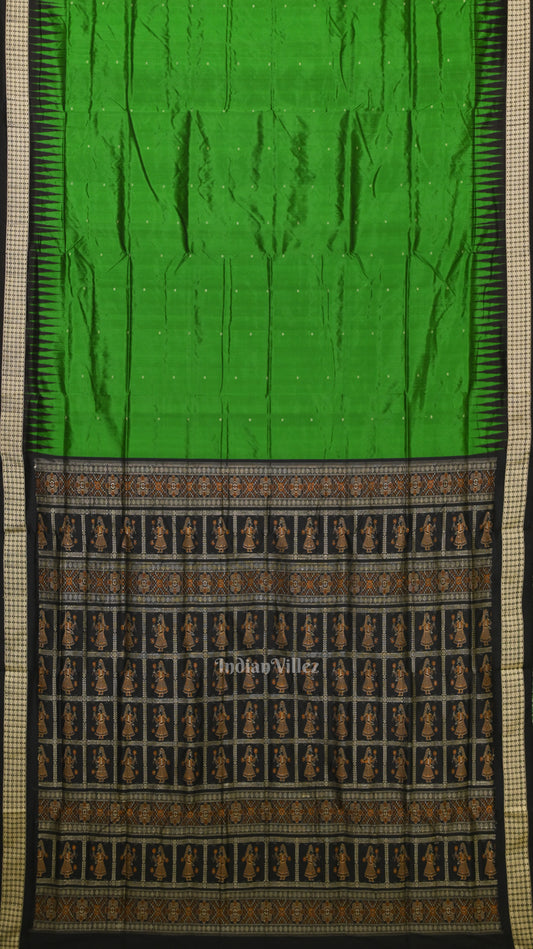 Green Black Buti Design Bomkai Sambalpuri Silk Saree