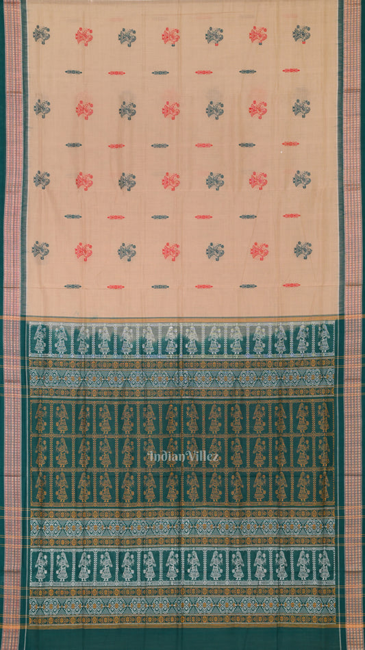 Cream Odisha Handloom Doll Theme Bomkai Cotton Saree