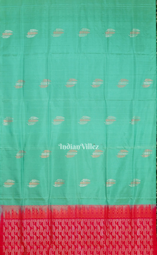 Sea Green With Pink Pure Kanjivaram Soft Silk Saree