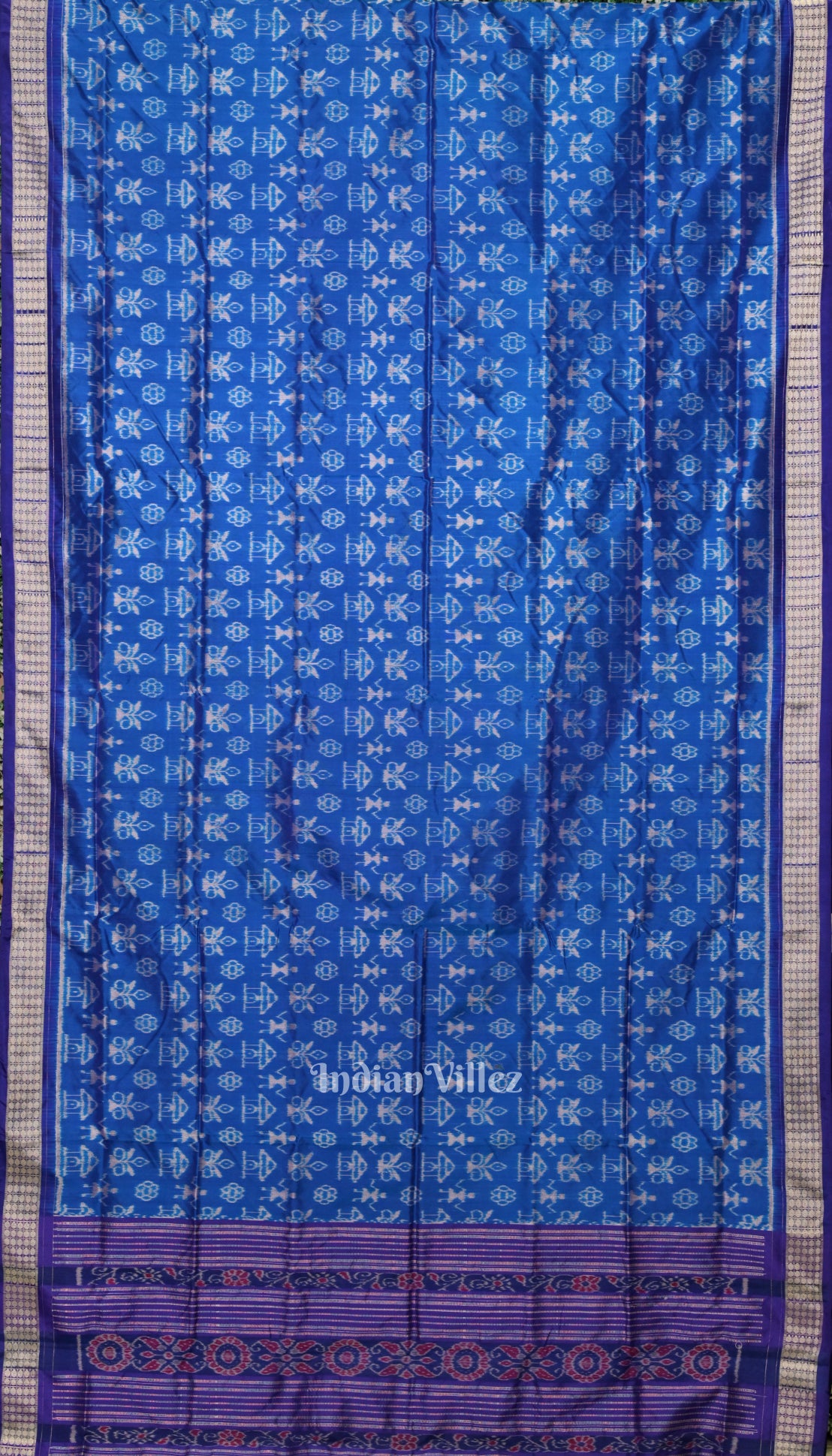 Sky Blue Odisha Ikat Tribal Sambalpuri Silk Saree