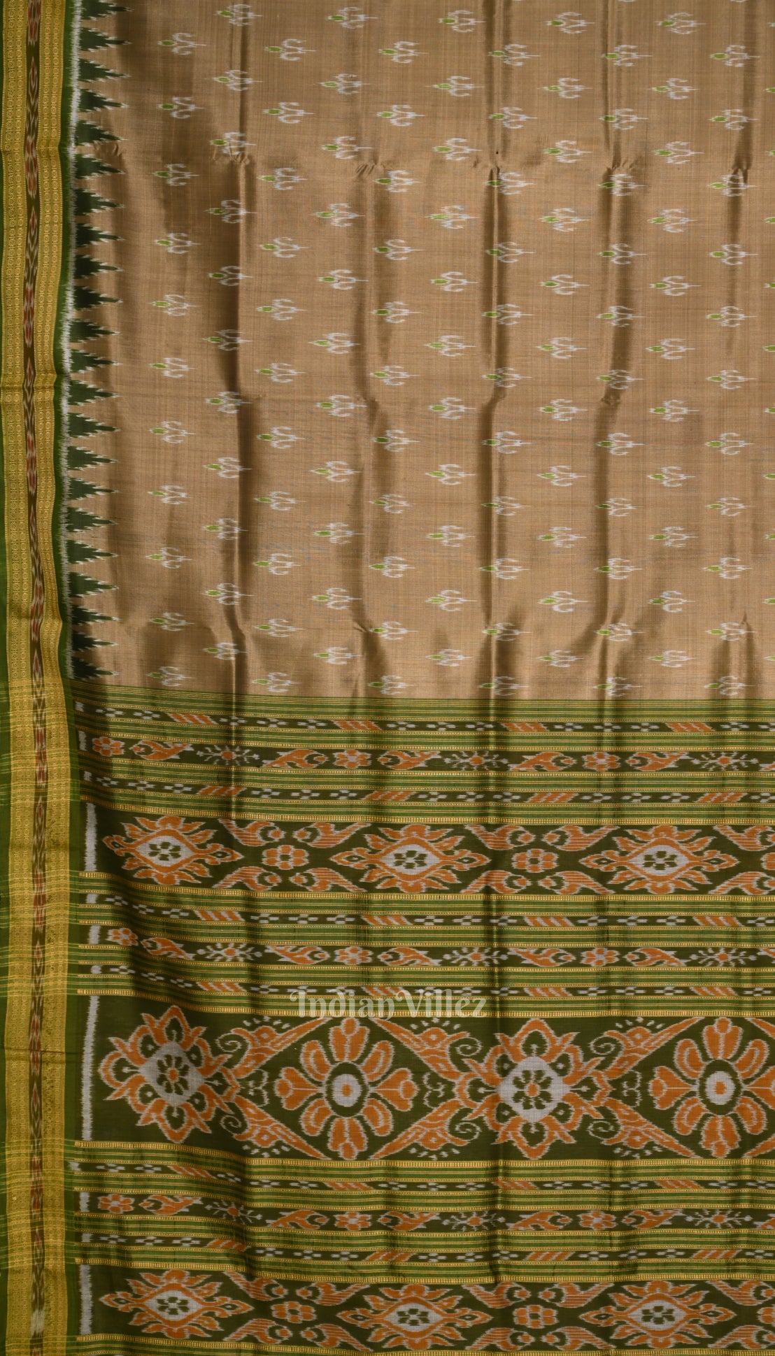 Olive Green Odisha Handloom Khandua Silk Saree