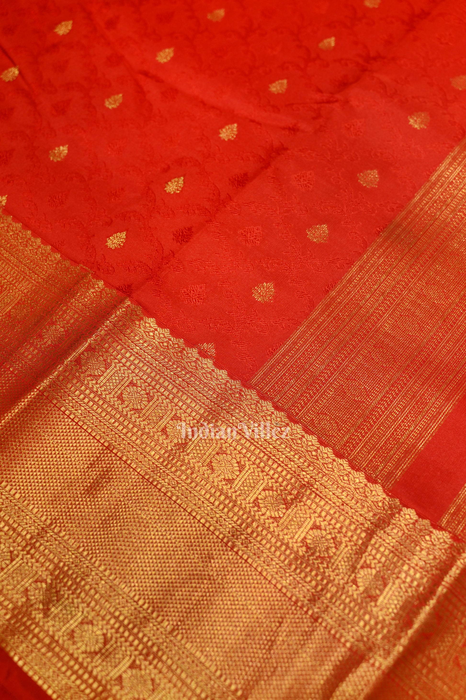 Red Woven Brocade with Golden Broder  Bridal Kanjivaram Silk Saree 