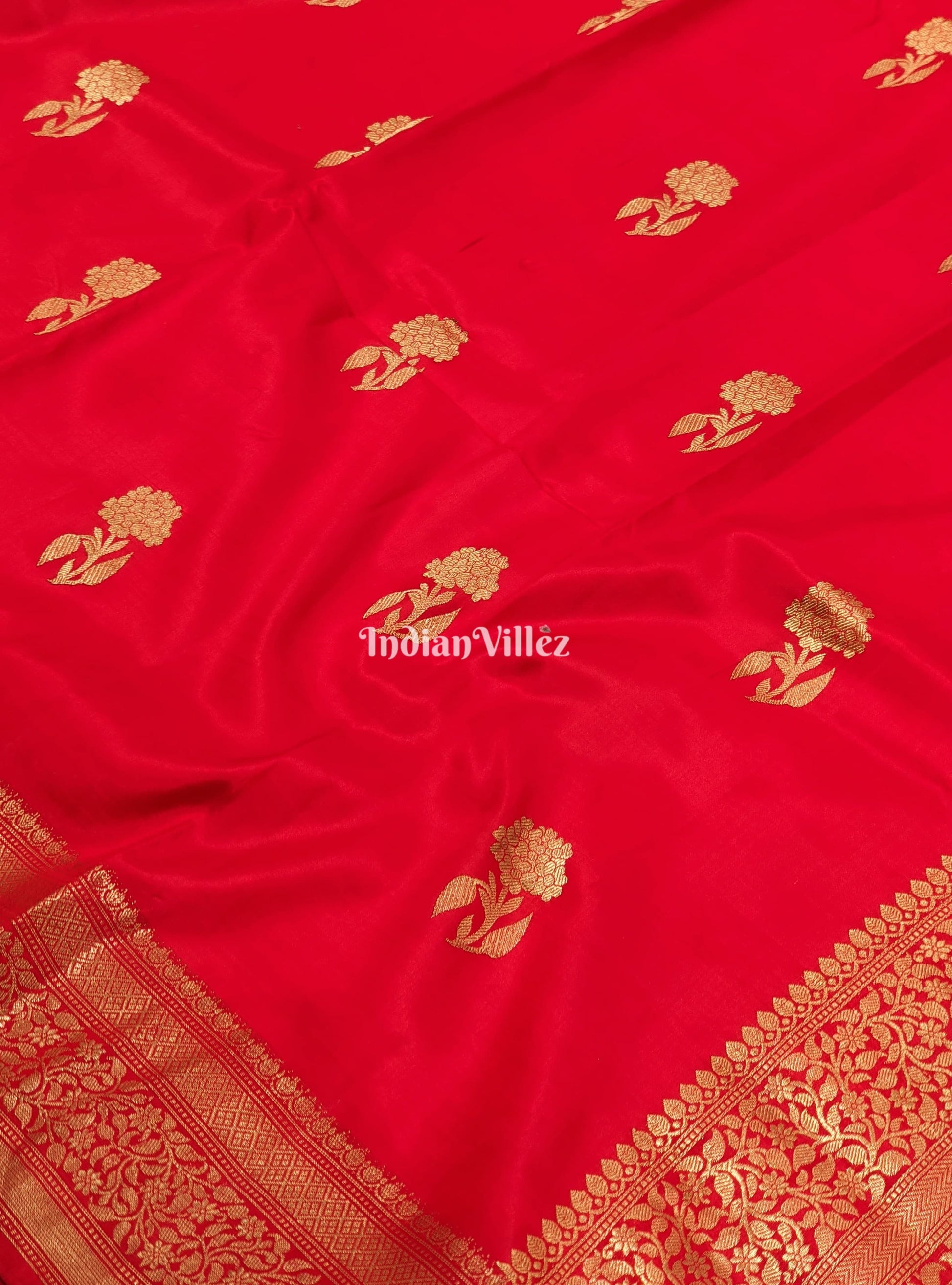 Red Designer Banarasi Katan Silk Saree