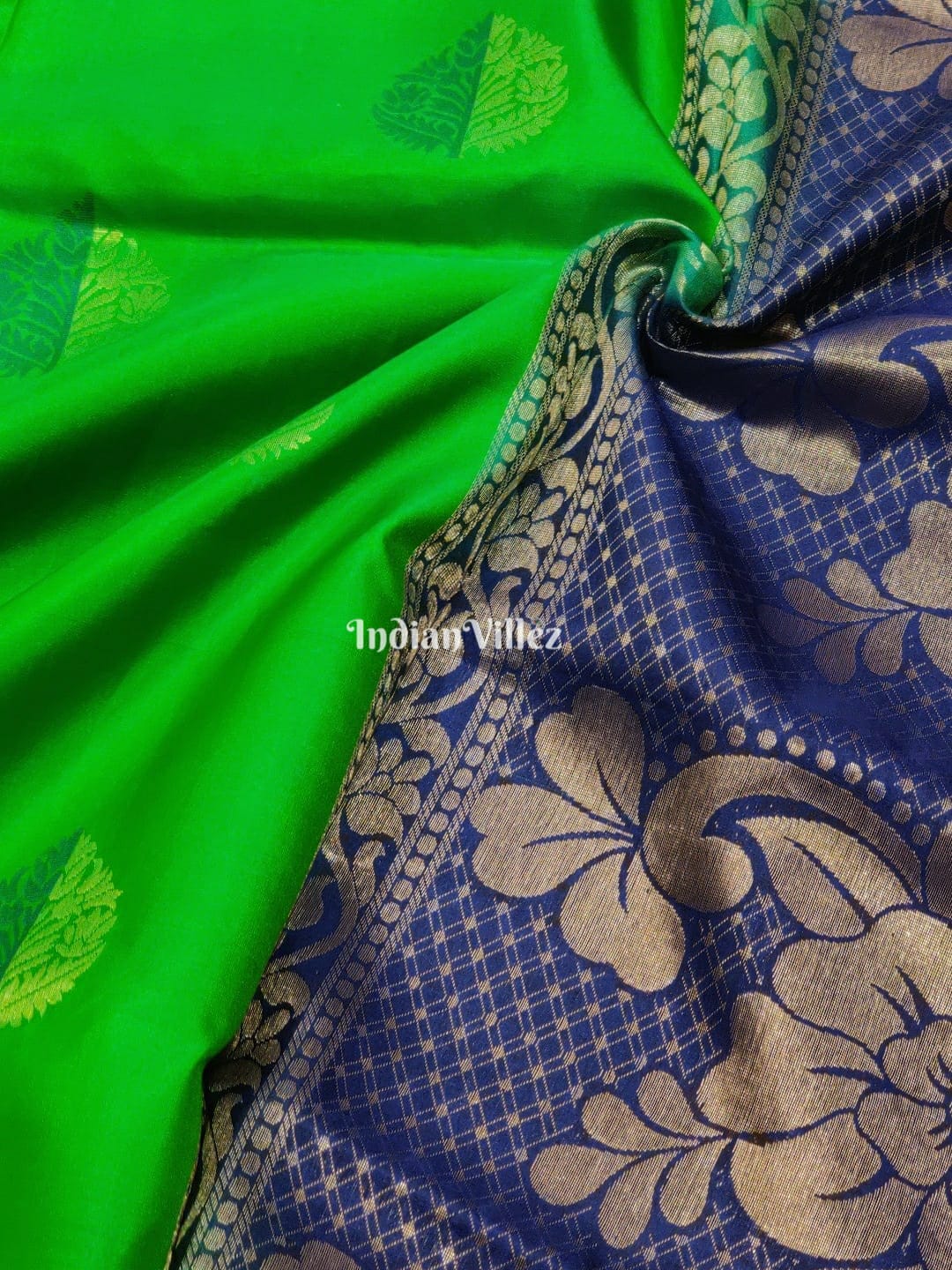 Blue Green South Handloom Kanjivaram Soft Silk Saree