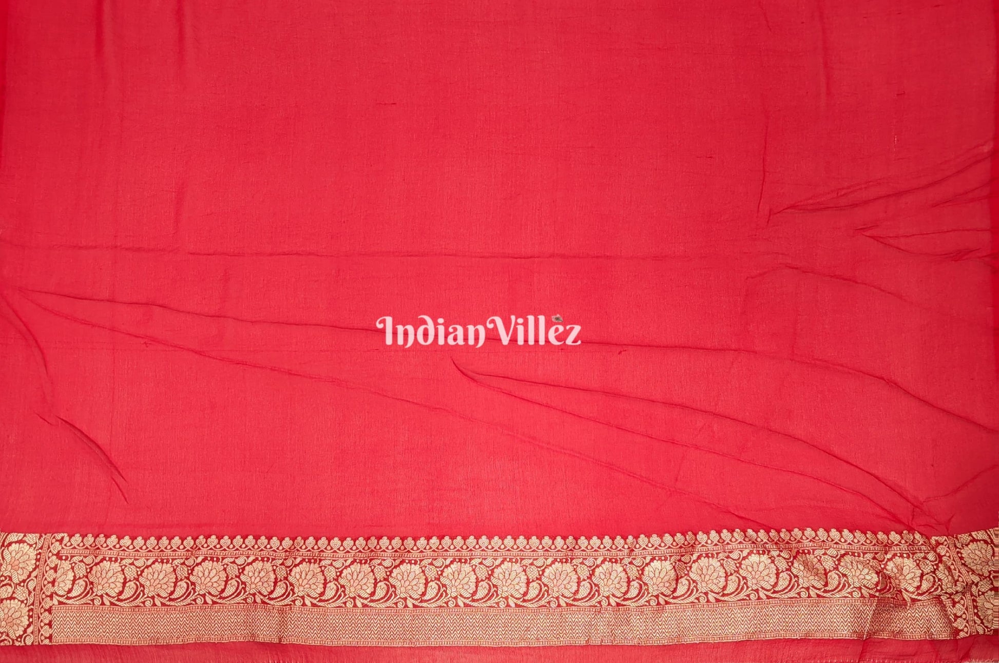 Red Flower Design Banarasi Khaddi Georgette Saree