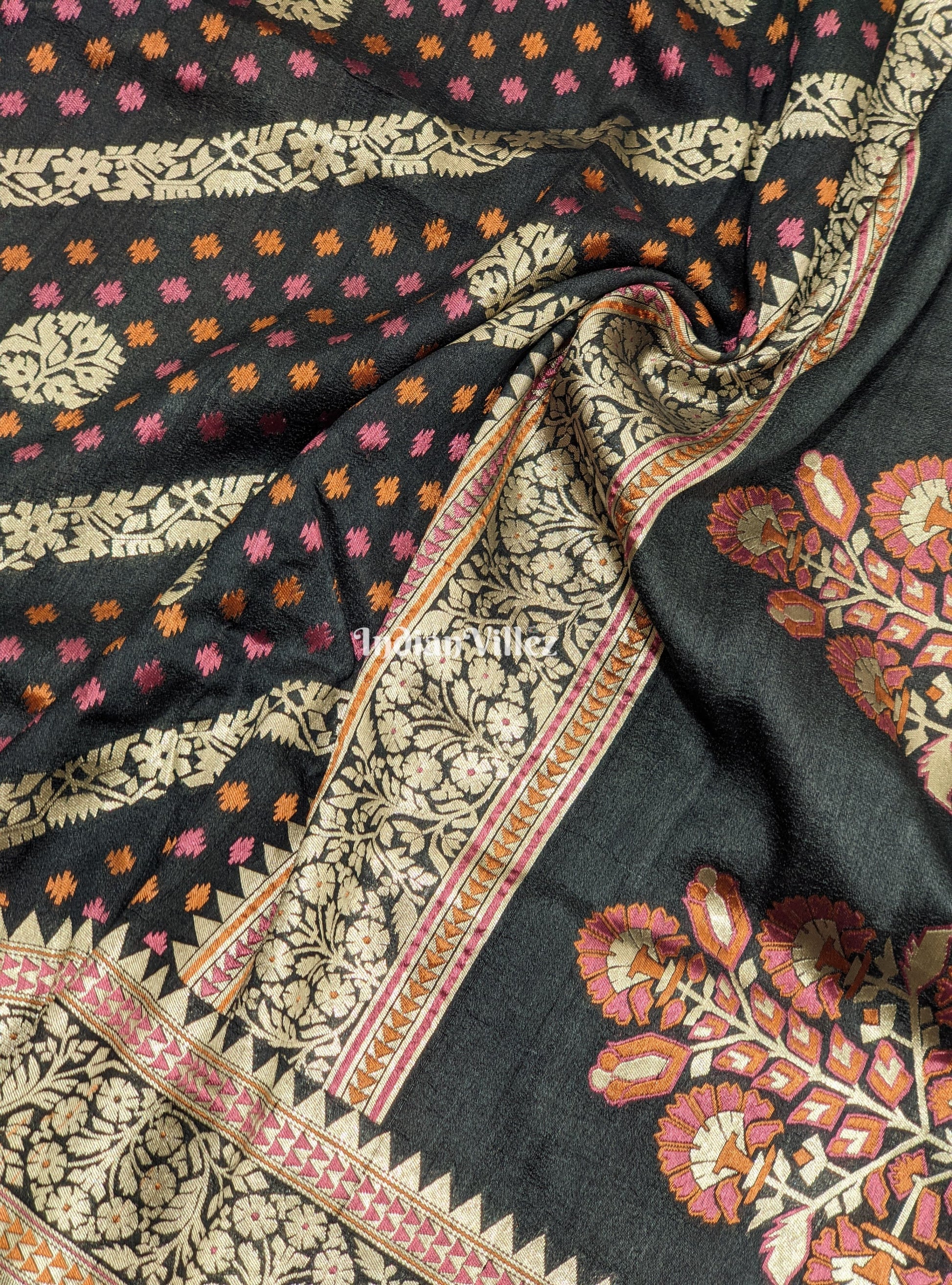 Black Designer Banarasi Katan Tissue Saree