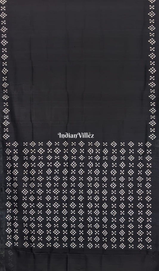 Black Odisha Ikat Pasapali Contemporary Silk Saree