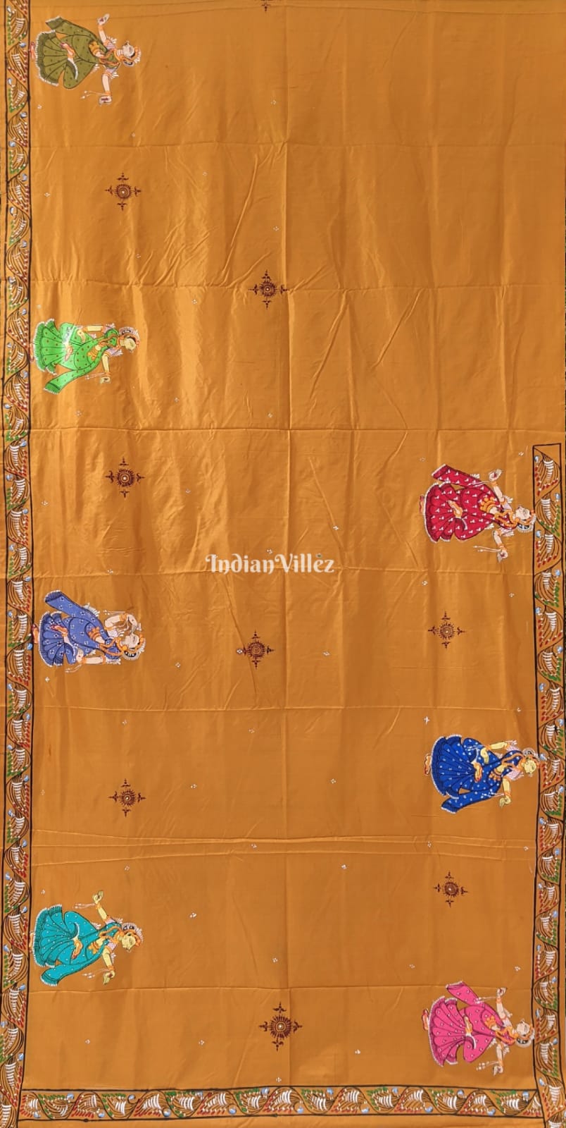 Yellow Boita Pattachitra Khadi Silk Saree