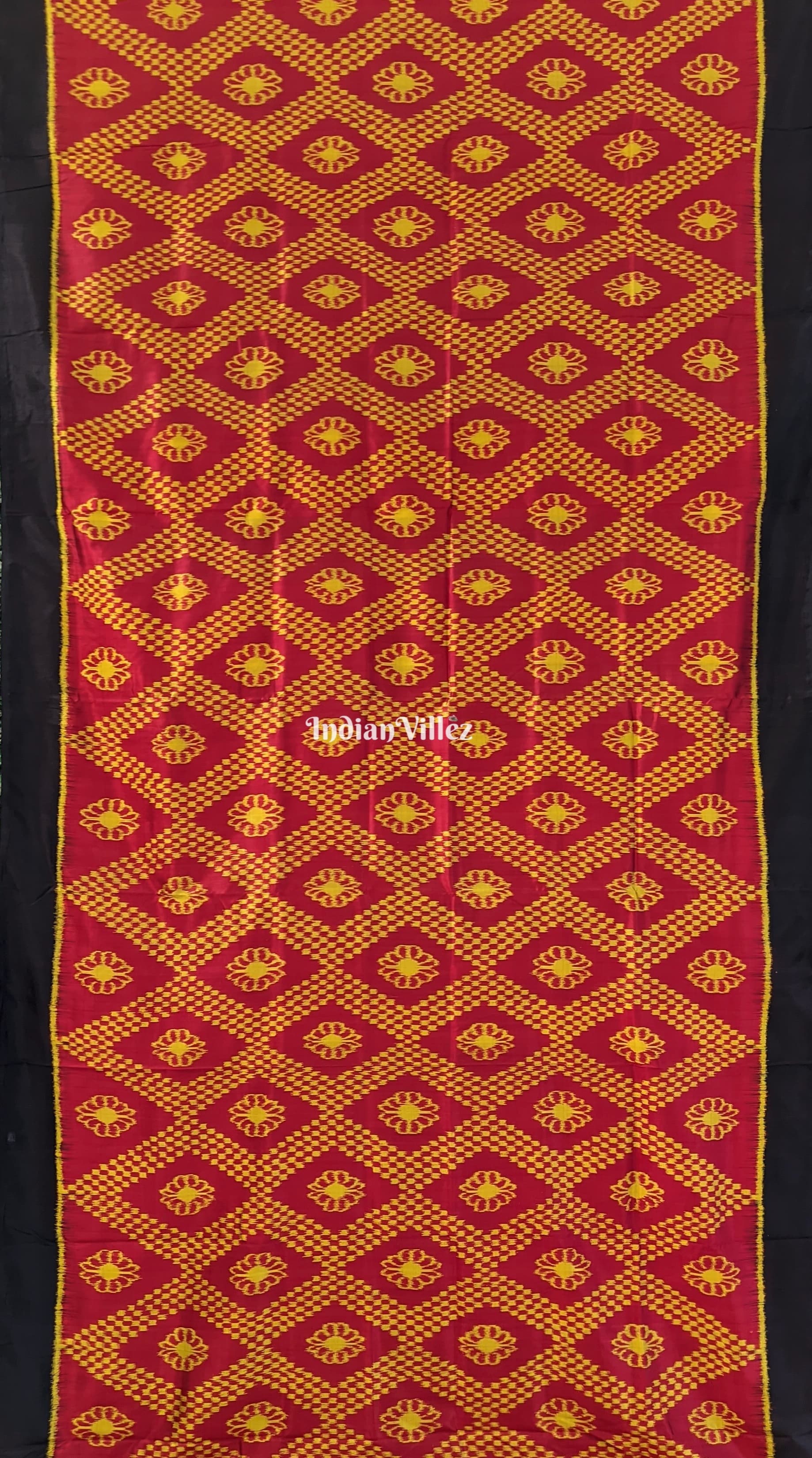 Red Yellow Contemporary Odisha Ikat Tarabali Silk Saree