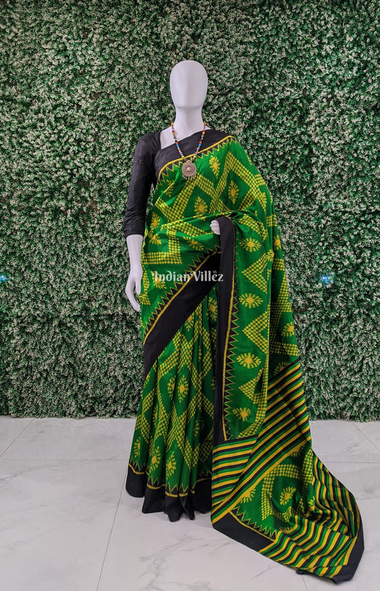 Green Contemporary Odisha Ikat Tarabali Silk Saree