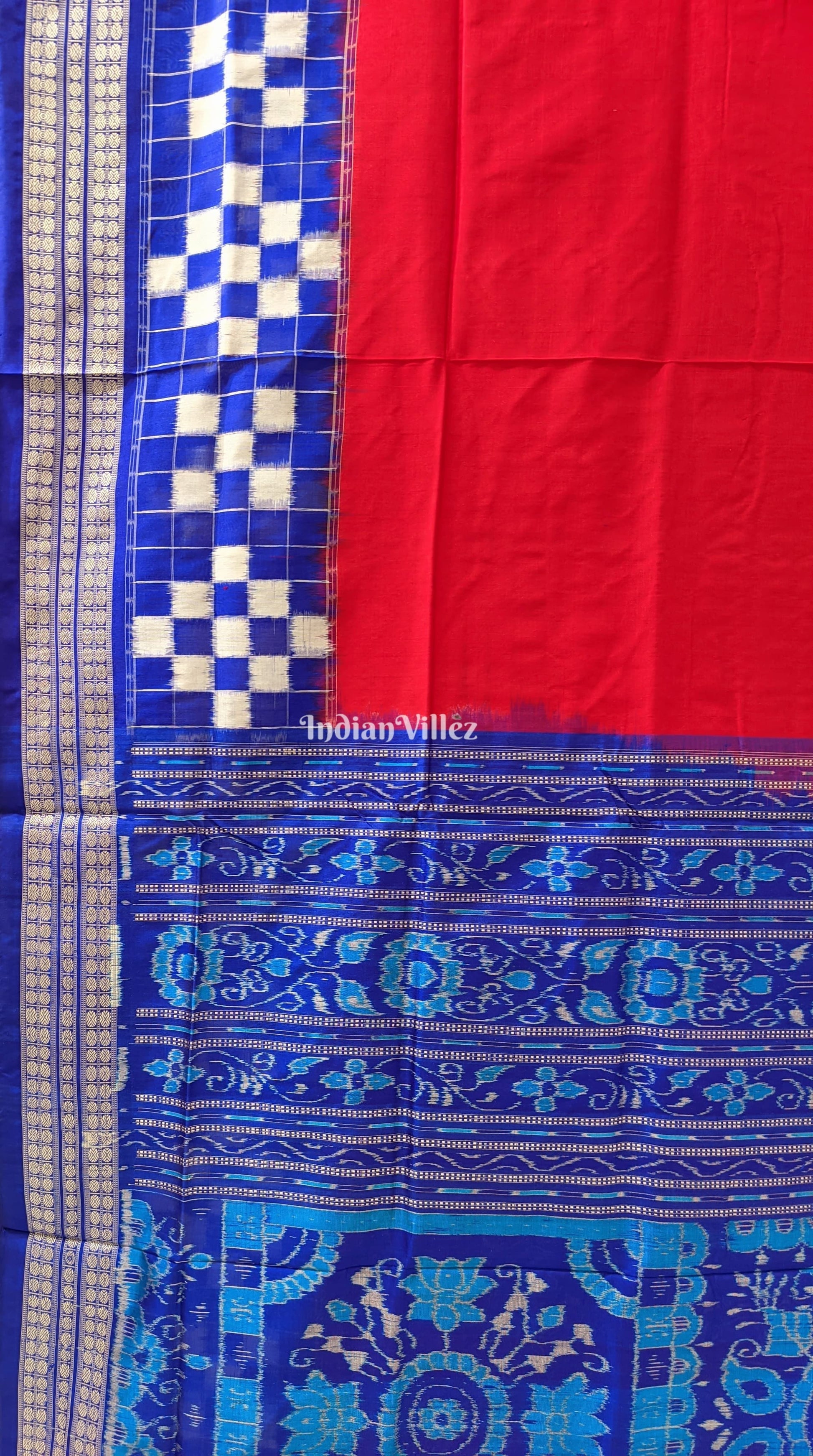 Red Pasapali Theme Sambalpuri Silk Saree