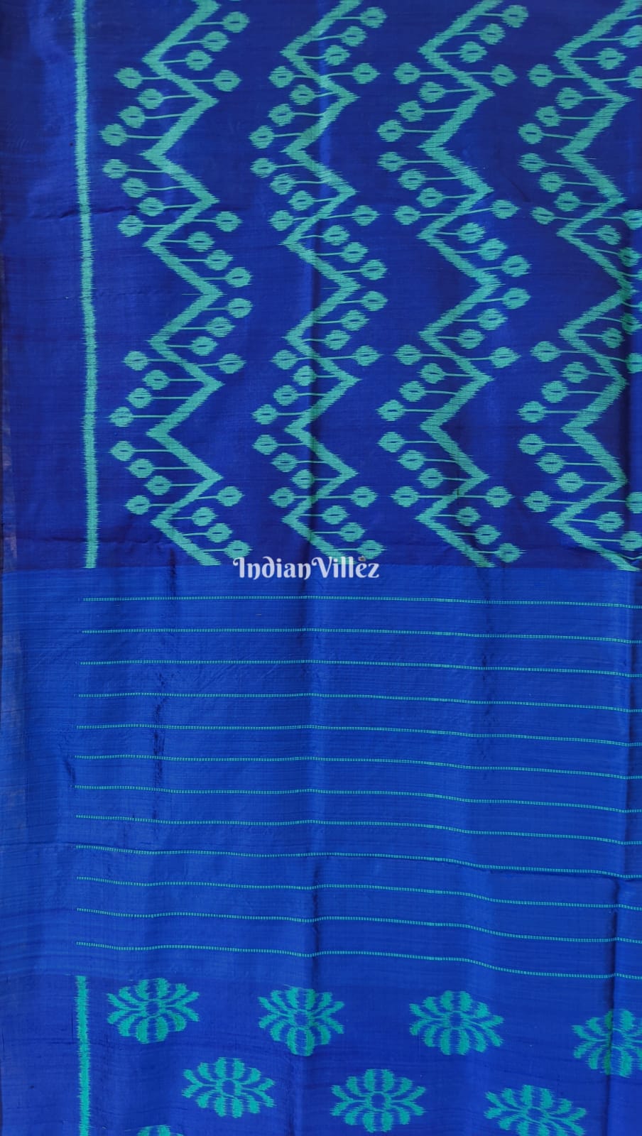 Blue Green Odisha Ikat Contemporary Silk Saree