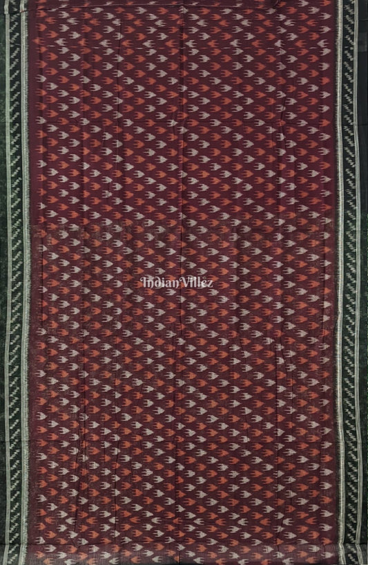 Maroon Maniabandha Odisha Ikat Cotton Saree