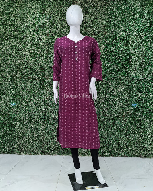 Mulberry Purple Sambalpuri Odisha Ikat Designer Cotton Kurti for Women