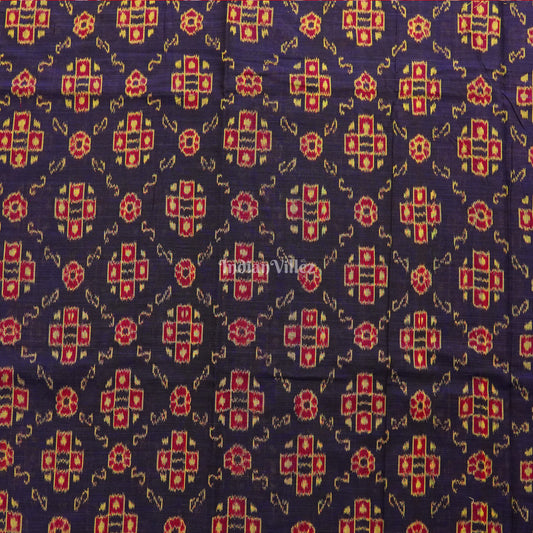 Blue Pasapali Design Sambalpuri Ikat Cotton Fabric