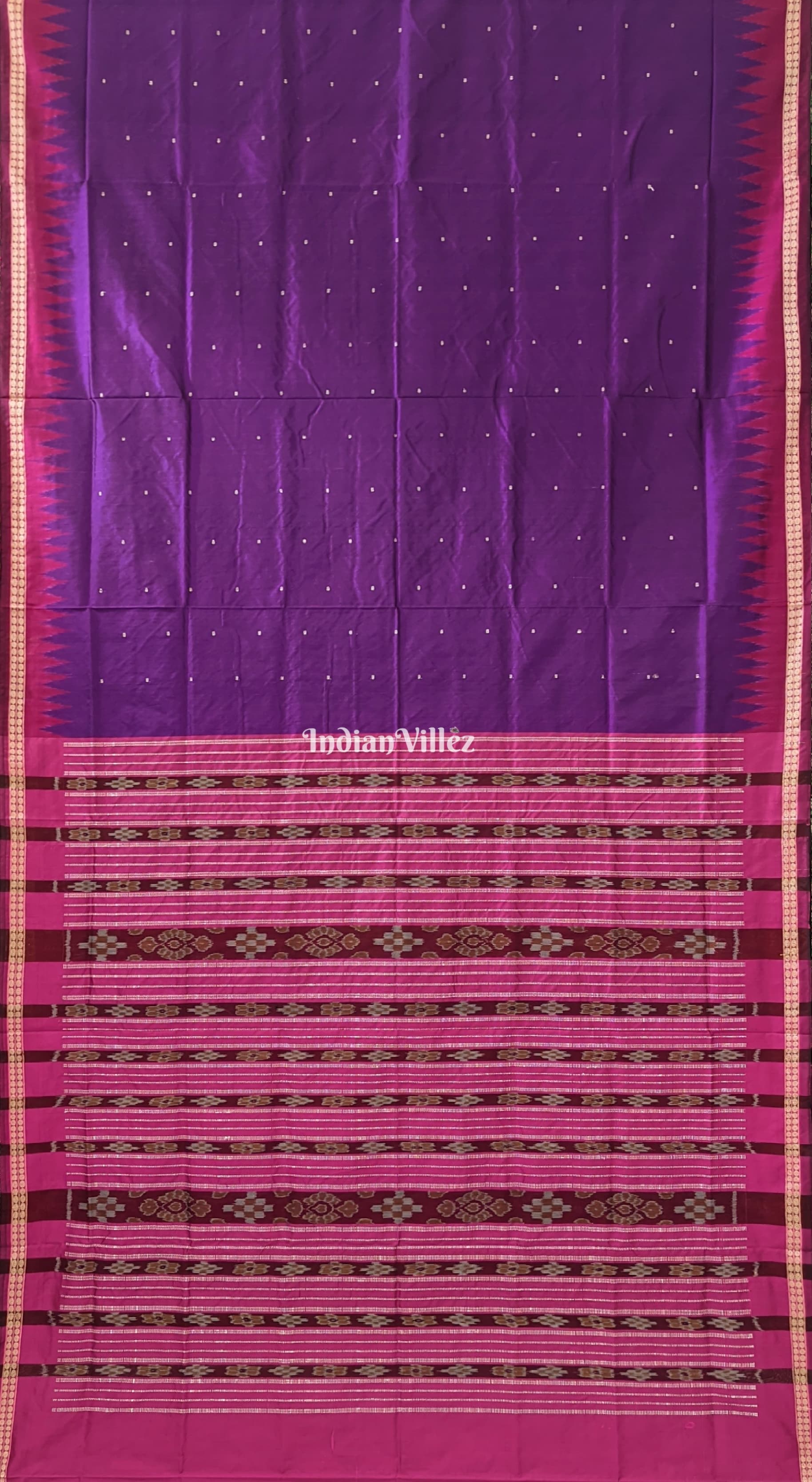 Purple Pink Sambalpuri Bomkai Silk Saree with Pasapali Anchal