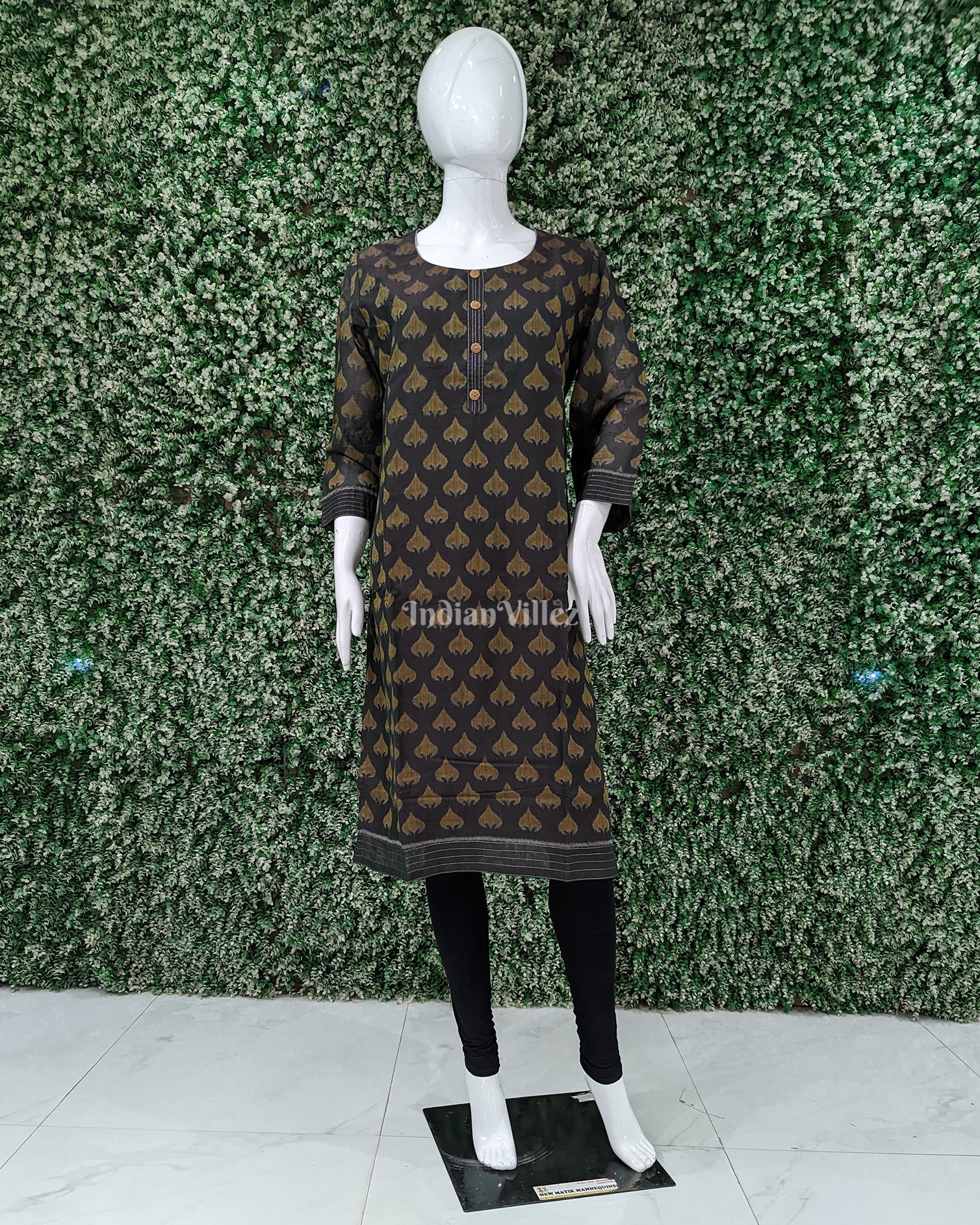 Moss Green Sambalpuri Odisha Ikat Designer Cotton Kurti for Women