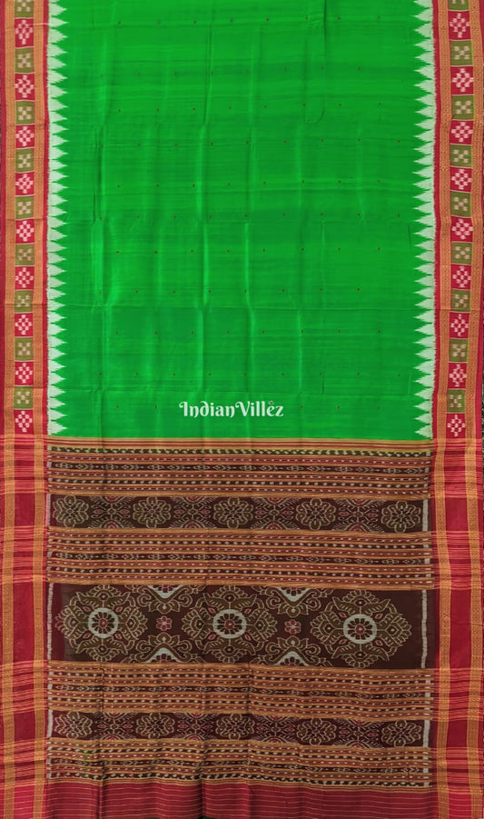 Green Red Border Pasapali Khandua Silk Saree