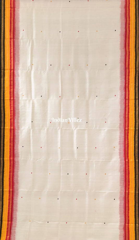 White Odisha Ikat Kathiphera Khandua Silk Saree(Pre-Order)