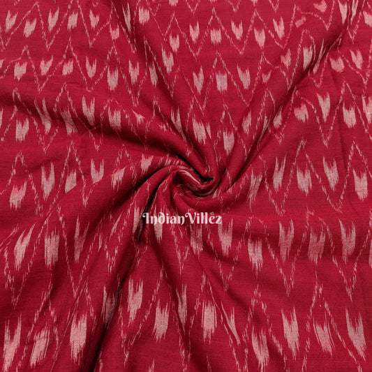 Cherry Red Sambalpuri Ikat Cotton Fabric