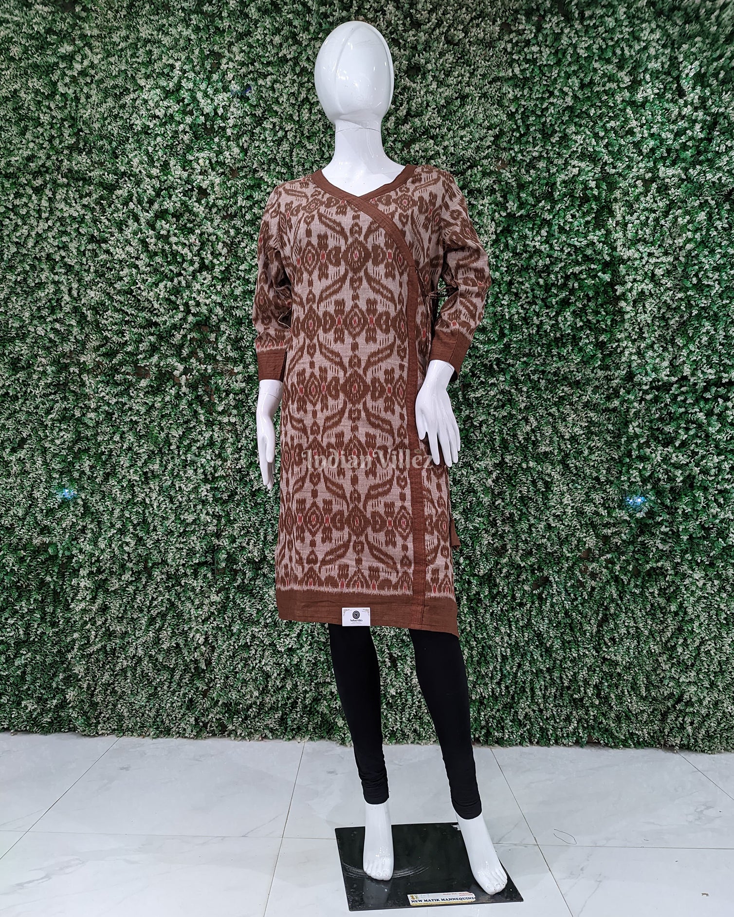 Brown Sambalpuri Odisha Ikat Designer Cotton Kurti for Women