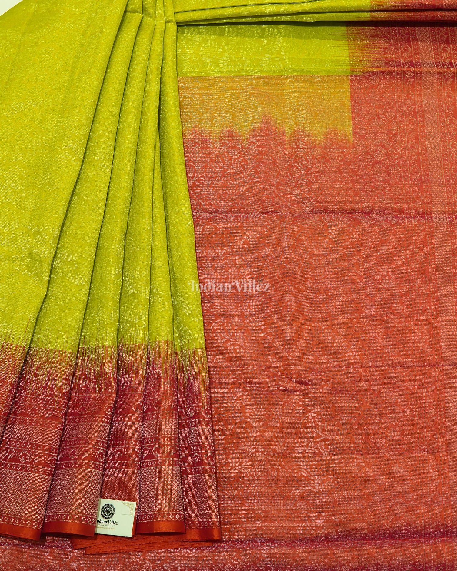 Parrot Green Pure Kanjivaram Silk Saree