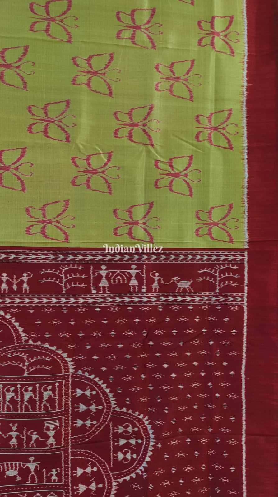 Apple Green Butterfly Design Contemporary Silk Saree