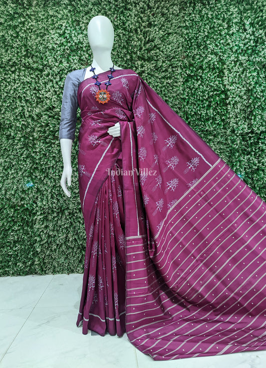 Maroon Designer Odisha Ikat Contemporary Silk Saree