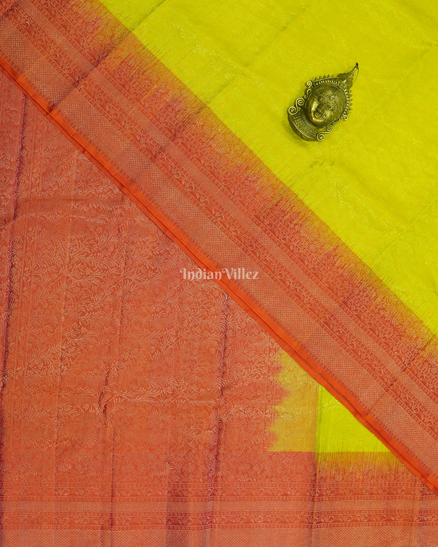 Parrot Green Pure Kanjivaram Silk Saree