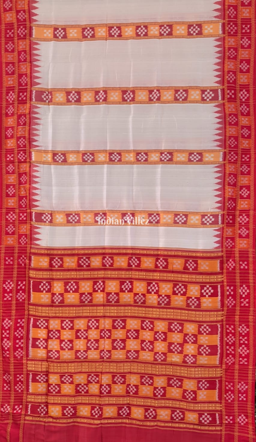 Off White Pasapali Khandua Silk Saree