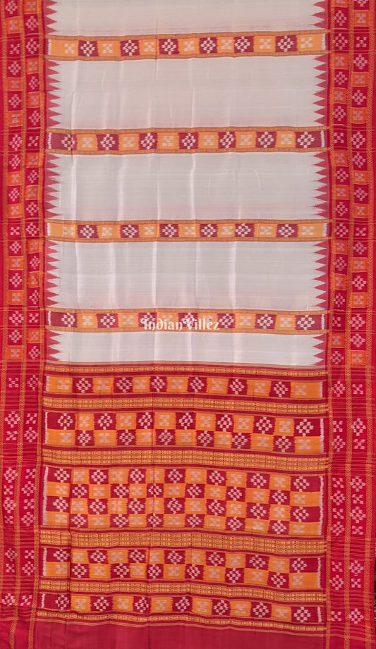 Off White Pasapali Khandua Silk Saree